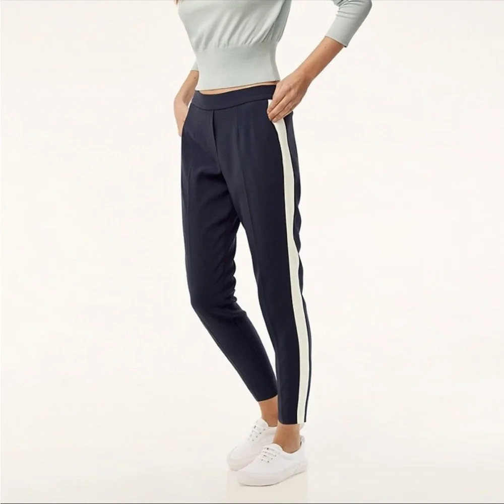 Aritzia Babaton Conan Pant Terado Navy Side Stripe Japanese Crepe Fabric… - Picture 14 of 15